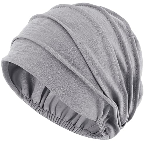 LIMHOO Damen Chemo-Haube Weicher, atmungsaktiver Baumwoll-Turban bei Haarausfall & Chemotherapie (Grau) von LIMHOO