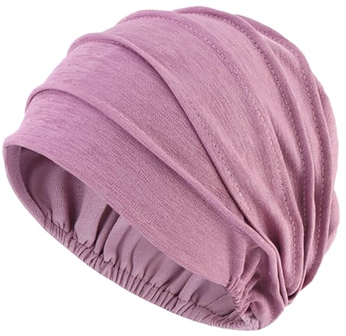 LIMHOO Damen Chemo-Haube Weicher, atmungsaktiver Baumwoll-Turban bei Haarausfall & Chemotherapie (Lila) von LIMHOO