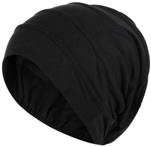 LIMHOO Damen Chemo-Haube Weicher, atmungsaktiver Baumwoll-Turban bei Haarausfall & Chemotherapie (Schwarz) von LIMHOO