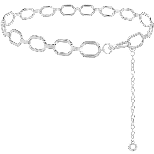 LIMHOO Metall Taille Kette für Damen Belly Link Kette Gürtel für Kleider (028 Silber Mittel) von LIMHOO