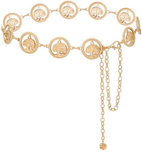 LIMHOO Metall Taille Kette für Damen Belly Link Kette Gürtel für Kleider (Kreisförmig Gold X-Large) von LIMHOO