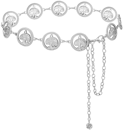 LIMHOO Metall Taille Kette für Damen Belly Link Kette Gürtel für Kleider (Kreisförmig Silber X-Large) von LIMHOO