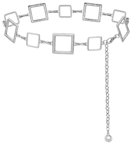 LIMHOO Metall Taille Ketten für Mode Damen Körper Gürtel Kette Gürtel für Kleid Vest Jeans (X380 Silber Groß) von LIMHOO