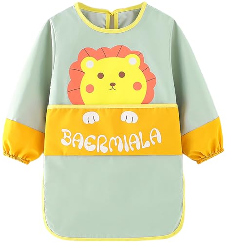 LIMHOO Wasserdichte Malschürze für Kinder im Alter von 2-6 Jahren - Graffiti-Malschürze für Kleinkinder (Grüner Löwe-M) von LIMHOO