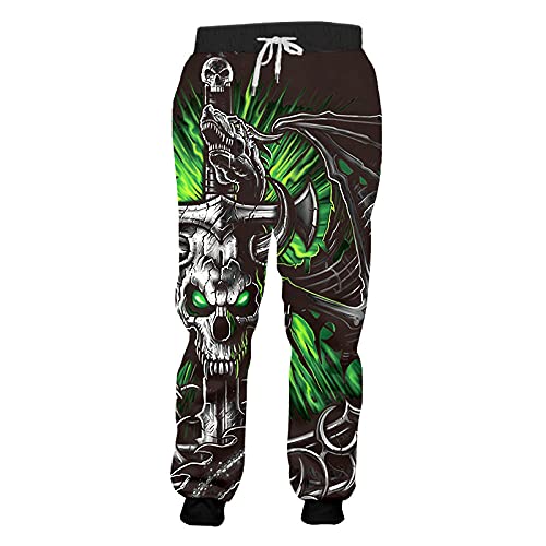 Sweatpants Männer 3D Print Jogger Hosen Casual Hip Hop Streetwear Hose Männlich-Grün_XL. von LIMILI