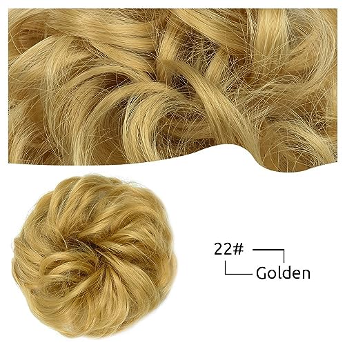 1 Packung Messy Bun Haarteile, gewellte, lockige Haargummis, Gummiband, synthetische Dutt-Pferdeschwanz-Zopfverlängerungen, Damen-Dutt-Perücken (Color : 22) von LIMKOO