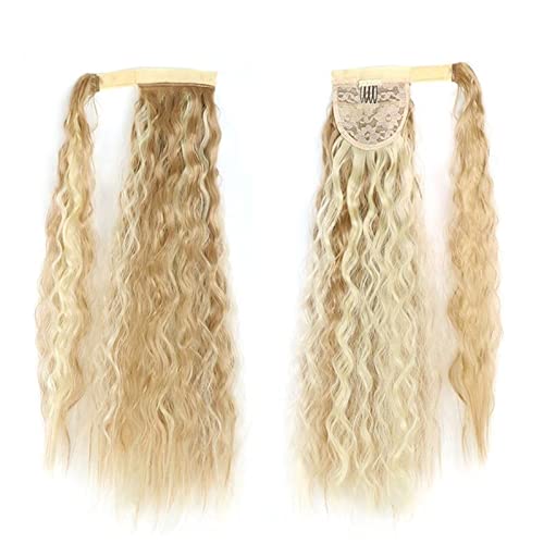 22 Zoll synthetische Mais gewellte lange Pferdeschwanz Perücke Wrap Haarspange Extensions Pferdeschwanz Haarknoten Damen Haarschmuck (Color : 19H613) von LIMKOO