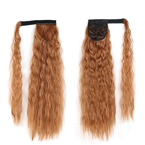 22 Zoll synthetische Mais gewellte lange Pferdeschwanz Perücke Wrap Haarspange Extensions Pferdeschwanz Haarknoten Damen Haarschmuck (Color : 30) von LIMKOO