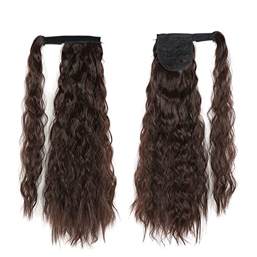 22 Zoll synthetische Mais gewellte lange Pferdeschwanz Perücke Wrap Haarspange Extensions Pferdeschwanz Haarknoten Damen Haarschmuck (Color : 4) von LIMKOO