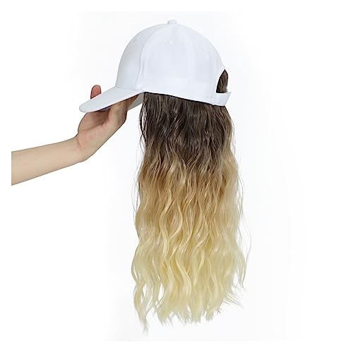 Damenperücke Mit Hut Lange gewellte synthetische Perücke, Baseballkappe mit Haarverlängerungen, Hutperücken, braun, natürlich, schwarz, Verbindungsperücke, verstellbar, for Frauen und Mädchen Mütze Mi von LIMKOO