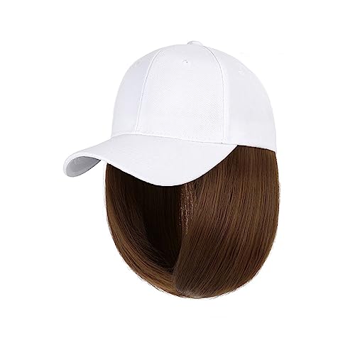 Damenperücke Mit Hut Synthetische Baseballkappe Perücke, kurze Perücke, schwarzer Hut, Perückenkappe mit Haaren, Bob-Haar, Baseballkappe, verstellbar Mütze Mit Befestigten Haaren für Damen (Color : 1 von LIMKOO