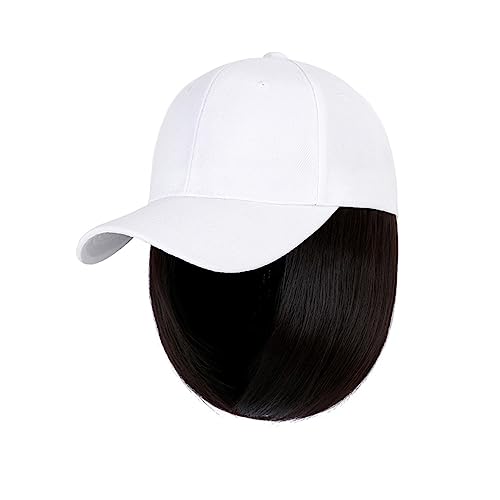 Damenperücke Mit Hut Synthetische Baseballkappe Perücke, kurze Perücke, schwarzer Hut, Perückenkappe mit Haaren, Bob-Haar, Baseballkappe, verstellbar Mütze Mit Befestigten Haaren für Damen (Color : 8 von LIMKOO