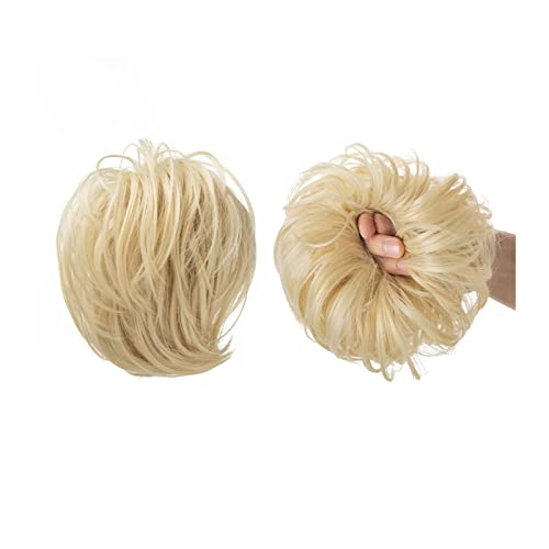 Glattes Haarknoten Haarteile Synthetisches Messy Bun mit elastischem Gummiband Pferdeschwanzverlängerung Damen Haarschmuck (Color : Beach blonde) von LIMKOO