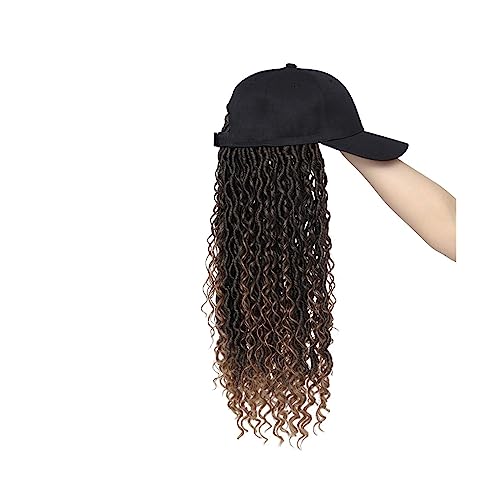 Hut Mit Befestigten Haaren für Damen Baseball-Perücke mit geflochtener Haarverlängerung, verstellbare Kappe, Synthetik mit lockigem Haar Hutperücke (Color : Light Yellow) von LIMKOO