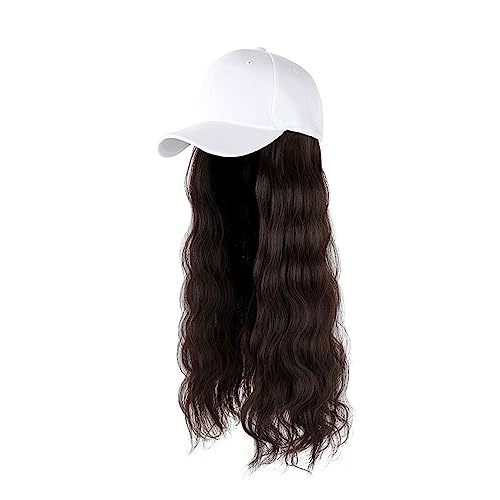 Hut Mit Befestigten Haaren für Damen Baseballkappen-Perücke, lange gerade Perücke mit Hut, Kunsthaar-Perücken, verstellbare Hut-Perücken Hutperücke (Color : 2) von LIMKOO