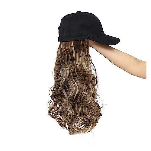 Hut Mit Befestigten Haaren für Damen Lange gewellte synthetische Perücke, Baseballkappe mit Haarverlängerungen, Hutperücken, braun, natürlich, schwarz, Verbindungsperücke, verstellbar, for Frauen und von LIMKOO