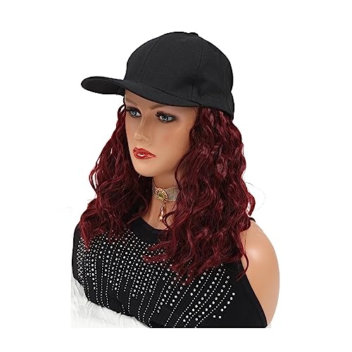 Hut Mit Befestigten Haaren für Damen Synthetische Baseballkappe mit Haarverlängerungen, gerade blonde Hutperücke, verstellbar for Frau, braun-schwarze Farbe Hutperücke (Color : 14) von LIMKOO