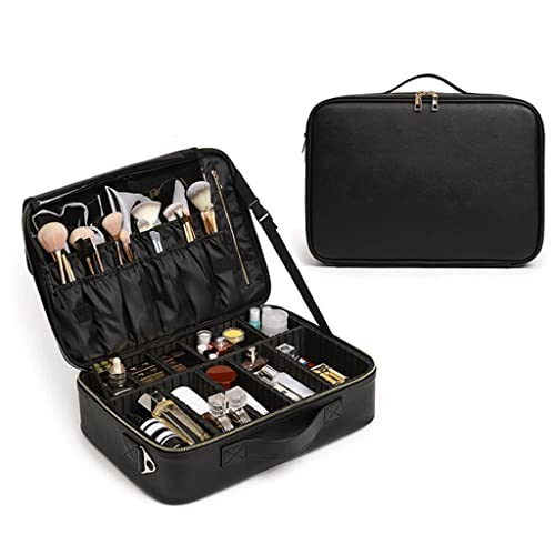 Kosmetik-Organizer Damen große Kapazität Leder stoßfest professionelle Kosmetiktasche Kosmetikerin Aufbewahrungsbox Reisewäsche Make-up Werkzeugtasche Make-up-Aufbewahrungsbox (Color : A, Size : L-4 von LIMKOO