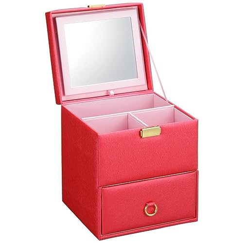 Kosmetik-Organizer Multifunktionale tragbare Kosmetiktasche mit großer Kapazität for Damen, Kosmetikbox, Schubladentyp, Make-up-Aufbewahrungstasche mit Spiegel Make-up-Aufbewahrungsbox (Color : C) von LIMKOO