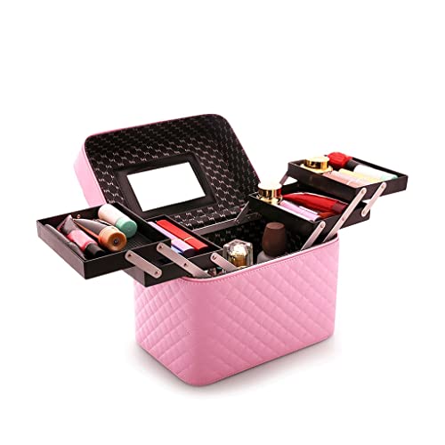 Kosmetik-Organizer Tragbare Kosmetik-Aufbewahrungsbox mit großer Kapazität Professioneller Make-up-Künstler-Make-up-Kit Mehrschichtiger Faltbarer Reisekoffer Make-up-Aufbewahrungsbox (Color : C) von LIMKOO