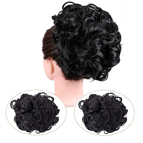 Synthetische Messy Bun Wave Curly Hair Extensions Bun Extensions Comb Clip In Messy Bun Haarschmuck for Frauen (Color : 1B#) von LIMKOO