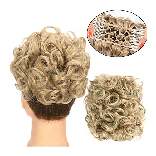 Synthetisches Brötchen Frauen Haarschmuck Pferdeschwanz Verlängerungen Locken Brötchen Unordentliches Brötchen Kordelzug Haarkamm Haarknoten (Color : Q1 16) von LIMKOO