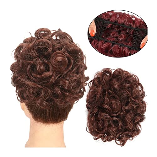 Synthetisches Brötchen Frauen Haarschmuck Pferdeschwanz Verlängerungen Locken Brötchen Unordentliches Brötchen Kordelzug Haarkamm Haarknoten (Color : Q1 33) von LIMKOO