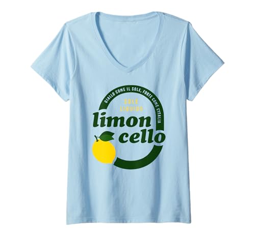 Damen Limoncello - Sole LIQUIDO X Zitronen Zitronenlikör Zitrone T-Shirt mit V-Ausschnitt Damen Limoncello - Sole LIQUIDO X Zitronen Zitronenlikör Zitrone T-Shirt mit V-Ausschnitt von LIMONCELLO - SOLE LIQUIDO. Amalfi Sizilien Italien