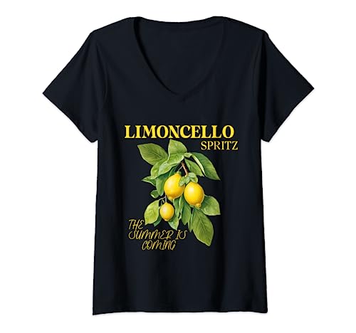 Damen LIMONCELLO SPRITZ X Zitronen Likör Zitronenlikör Zitrone Fun T-Shirt mit V-Ausschnitt von LIMONCELLO SPRITZ - Limone Amalfi Sizilien Italien