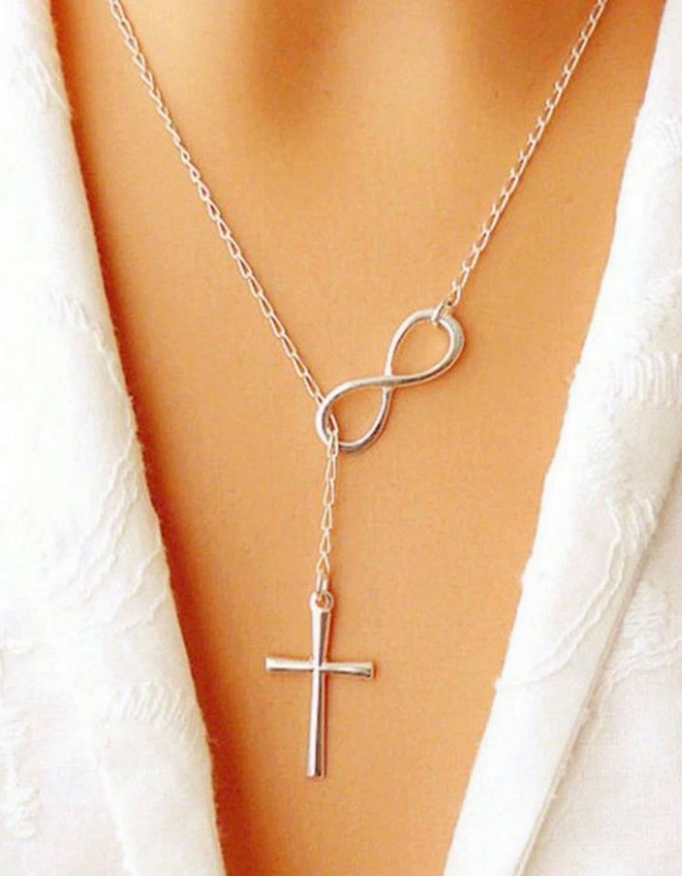 LIMONIA Kreuzkette Kreuzanhänger Kette mit Infiniti Undendlichkeits Symbol Damen Silber (1-tlg), Infinity Halskette mit Kreuz – zeitloser Schmuck für jeden Anlass von LIMONIA