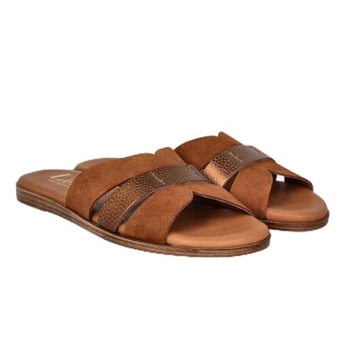 Lince Bequeme Sandalen mit Kreuzriemen, Gummisohle, Gel-Einlegesohle, V07907, hergestellt in Spanien, Leder, 36 EU von LINCE