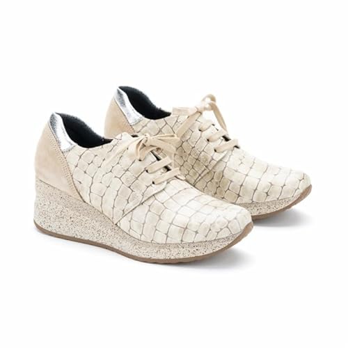 Lince Bequeme Schnürsenkel, Gummisohle, Gel-Einlegesohle, V82324, hergestellt in Spanien, O Creme, 37 EU von LINCE