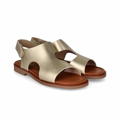 Lince Flache Sandalen, einfacher Verschluss, Gummisohle, Gel-Einlegesohle, V52851, hergestellt in Spanien, I Platin, 37 EU von LINCE