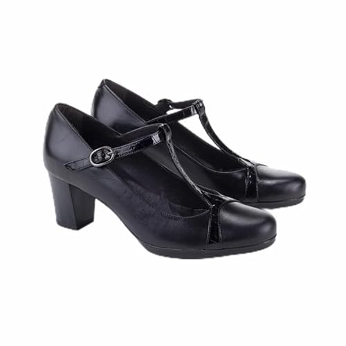 Lince Salon Komfortabler T-Streifen, Gummisohle, Gel-Einlegesohle, I0553, hergestellt in Spanien, Schwarz , 35 EU von LINCE