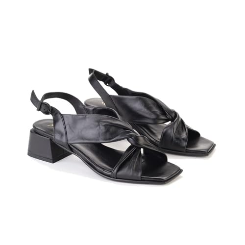 Lince Sandalen aus Leder mit Absatz, gefüttert, Gel-Einlegesohle, V27206, hergestellt in Spanien, Schwarz , 36 EU von LINCE