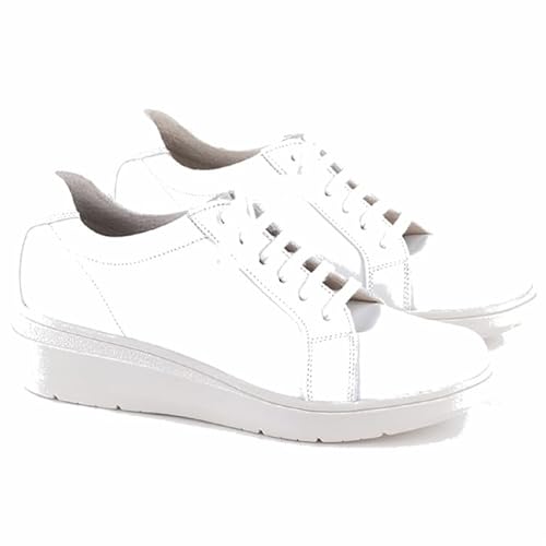 Lince Sneaker mit Reißverschluss aus Leder, bequeme Gummisohle, Gel-Einlegesohle, V02914, hergestellt in Spanien, weiß, 39 EU von LINCE