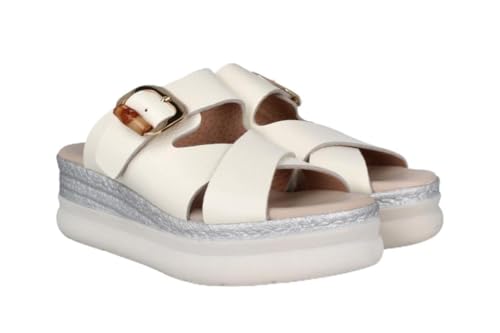 Lince Weiße Sandalen, bequemes Leder, Gummisohle, Gel-Einlegesohle, V50954, hergestellt in Spanien, Nuklear, 35 EU von LINCE