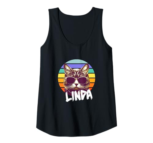 Damen LINDA - Schöner Mädchen Name mit lustiger Katze Tank Top von LINDA Tochter Enkel Geburtstag Geschenkideen