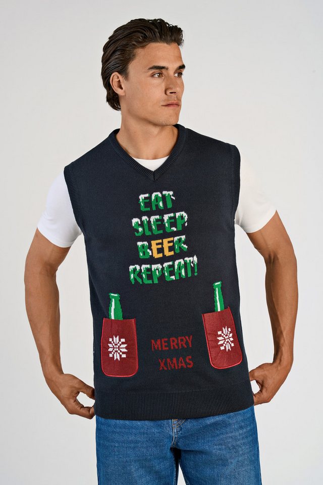 LINDBERGH Pullunder mit weihnachtlichem Intarsien Muster von LINDBERGH