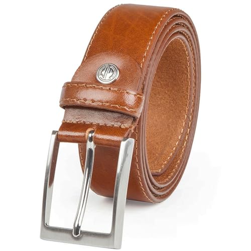 LINDENMANN Anzug-Ledergürtel Herren, Anzug-Gürtel Herren 35 mm breit Rindleder cognac, Farbe/Color:braun, Size US/EU:Bundweite 145 cm Gesamtlänge 160 cm W 54 XXXXXL von LINDENMANN