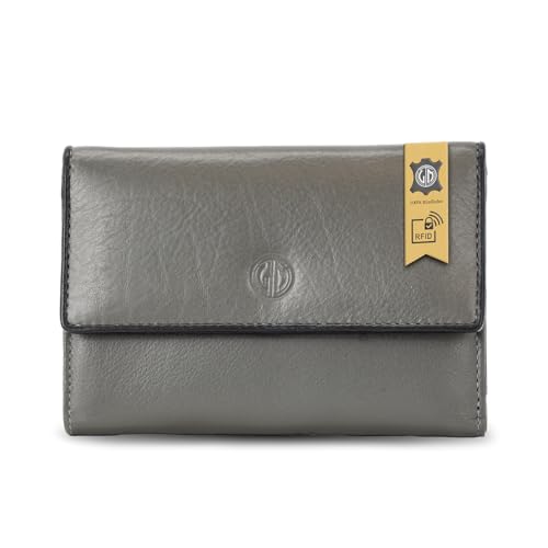 LINDENMANN Geldbeutel Damen Portemonnaie Vollrindleder grau von LINDENMANN