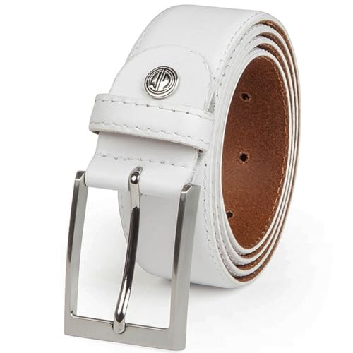 LINDENMANN Leder-Gürtel Herren 35 mm breit, Gürtel Herren Vollledergürtel weiß, Größe/Size:105, Farbe/Color:weiss von LINDENMANN