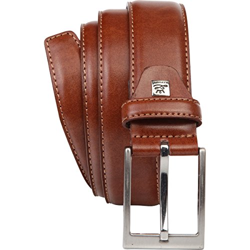 LINDENMANN Leder-Gürtel Herren 35 mm breit, Gürtel Herren Vollledergürtel, cognac/grau/weiss, Größe/Size:105, Farbe/Color:braun von LINDENMANN