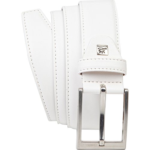 LINDENMANN Leder-Gürtel Herren 35 mm breit, Gürtel Herren Vollledergürtel, cognac/grau/weiss, Größe/Size:105, Farbe/Color:weiss von LINDENMANN