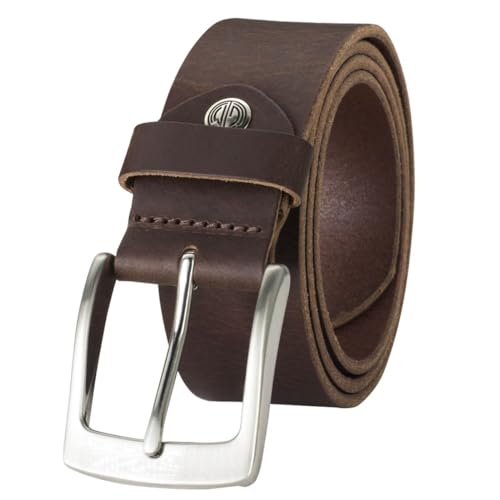 LINDENMANN Leder-Gürtel Herren 40 mm breit, Gürtel Herren Vollrindleder dunkelbraun, Größe / Size:145, Farbe / Color:braun von LINDENMANN