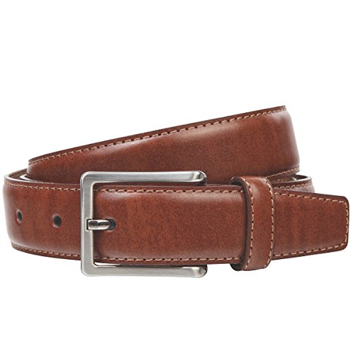 LINDENMANN Gürtel Herren Ledergürtel Herren Gürtel Herren, Rindledergürtel XL bombiert, in 2 Farben, cognac/weiss, Größe/Size:145, Farbe/Color:braun von LINDENMANN