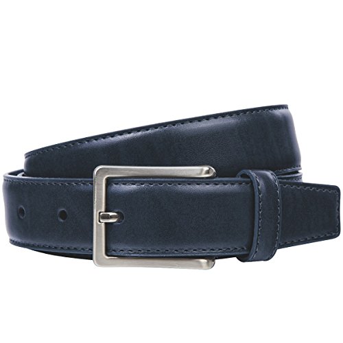 LINDENMANN Leder-Gürtel Herren 30 mm breit, Gürtel Herren Vollrindleder marine, Größe/Size:150 von LINDENMANN