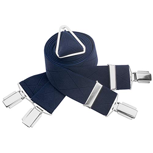 LINDENMANN Hosenträger Herren 35 mm breit, X-Form, Herren-Hosenträger mit 4 Clips, Längenverstellbar, elastisch und flexibel, Größe/Size:110, Farbe/Color:blau von LINDENMANN