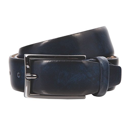 LINDENMANN Premium Handmade in EU Leder-Gürtel Herren, Anzug-Gürtel Herren 35 mm breit, Gürtel Herren, Vollindleder blau, Größe/Size:95, Farbe/Color:blau von LINDENMANN