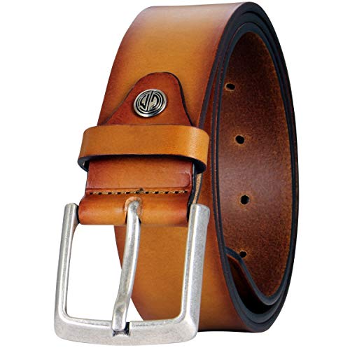 LINDENMANN Leder-Gürtel Herren, Jeans-Gürtel Herren 40 mm breit XL Vollrindleder cognac, Farbe/Color:braun, Size US/EU:Bundweite 105 cm Gesamtlänge 120 cm W 41.5 XL von LINDENMANN